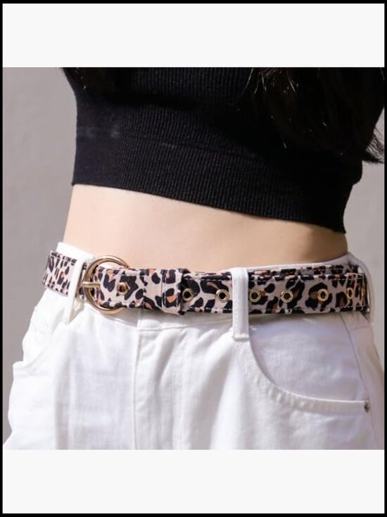 Women\'s Fashion Belt with Gold Buckle, Adjustable Polyester Waist Belt main image 6